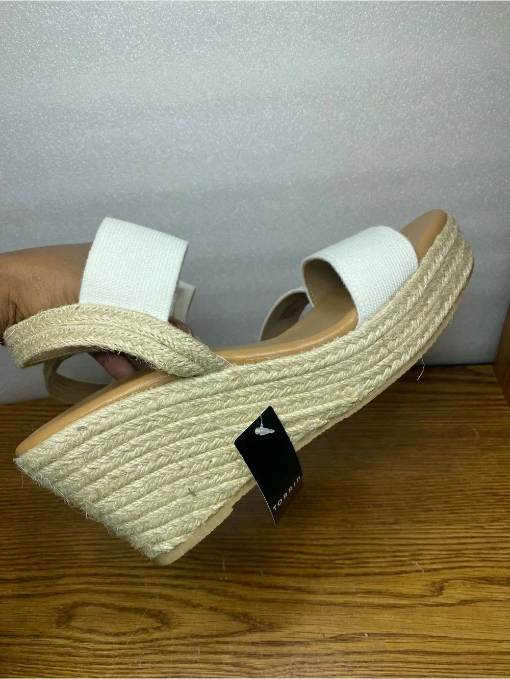 Torrid Women's Espadrille Wedge Sandals Ankle Strap Slip On White Size 11 New